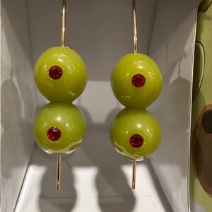 Elegant Olive and Ruby Beaded Earrings